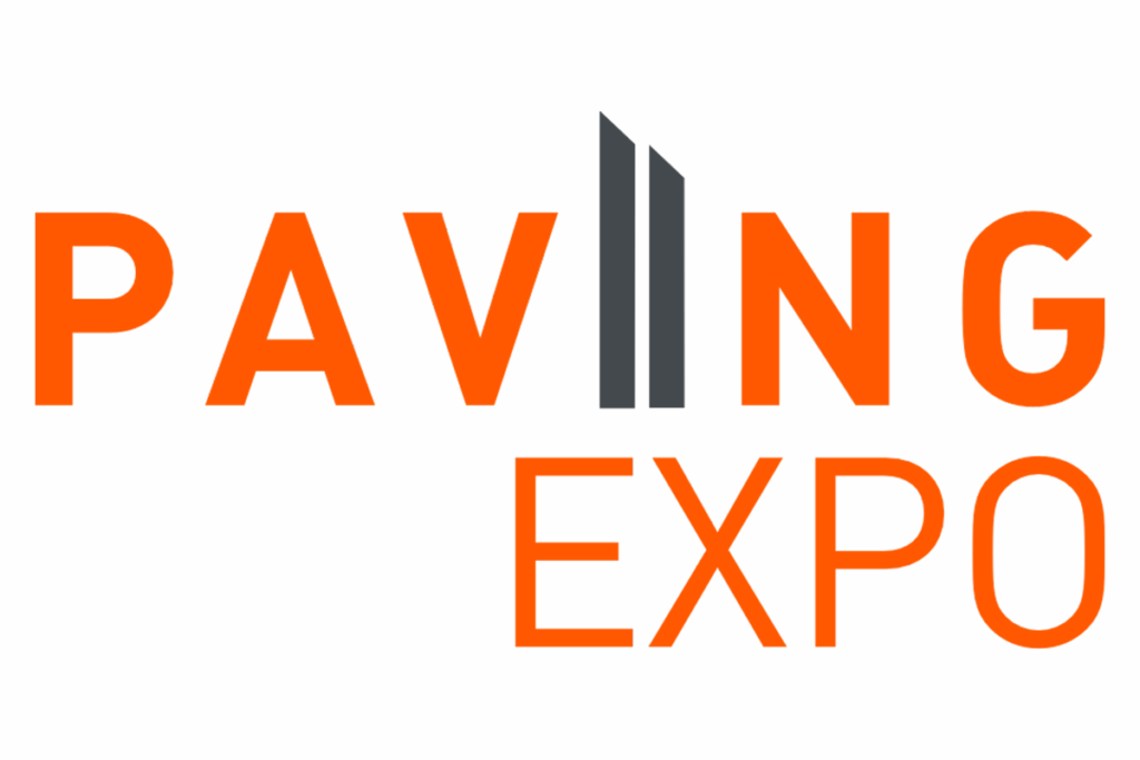 Logo da Paving Expo em laranja e cinza